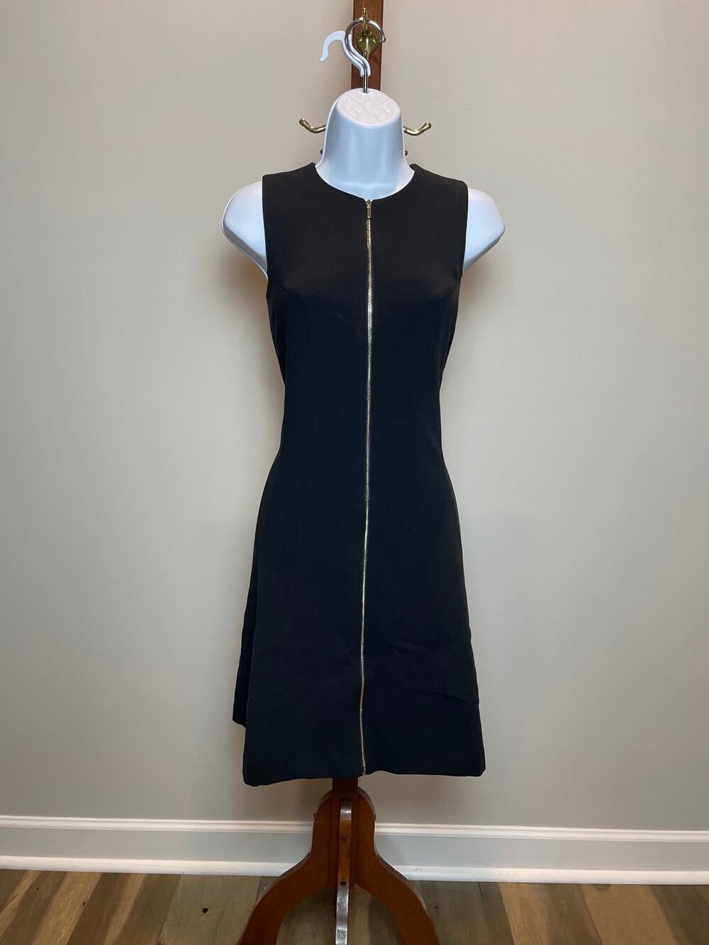 Ann Taylor Fit & Flare Dress Size 6P Black Front Zip Sleeveless New With Tag